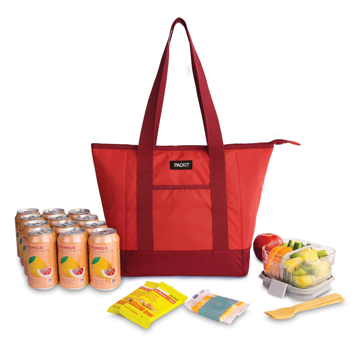 freezable-12-can-tote-cooler-r1 freezable-12-can-tote-cooler-poppy-front-food-combo.jpg