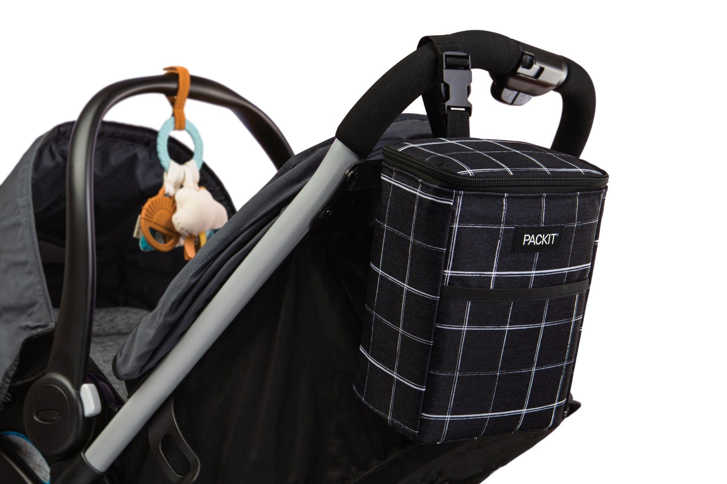 freezable-double-baby-bottle-bag-t5 freezable-double-baby-bottle-bag-black-grid-lifestyle-stroller.jpg