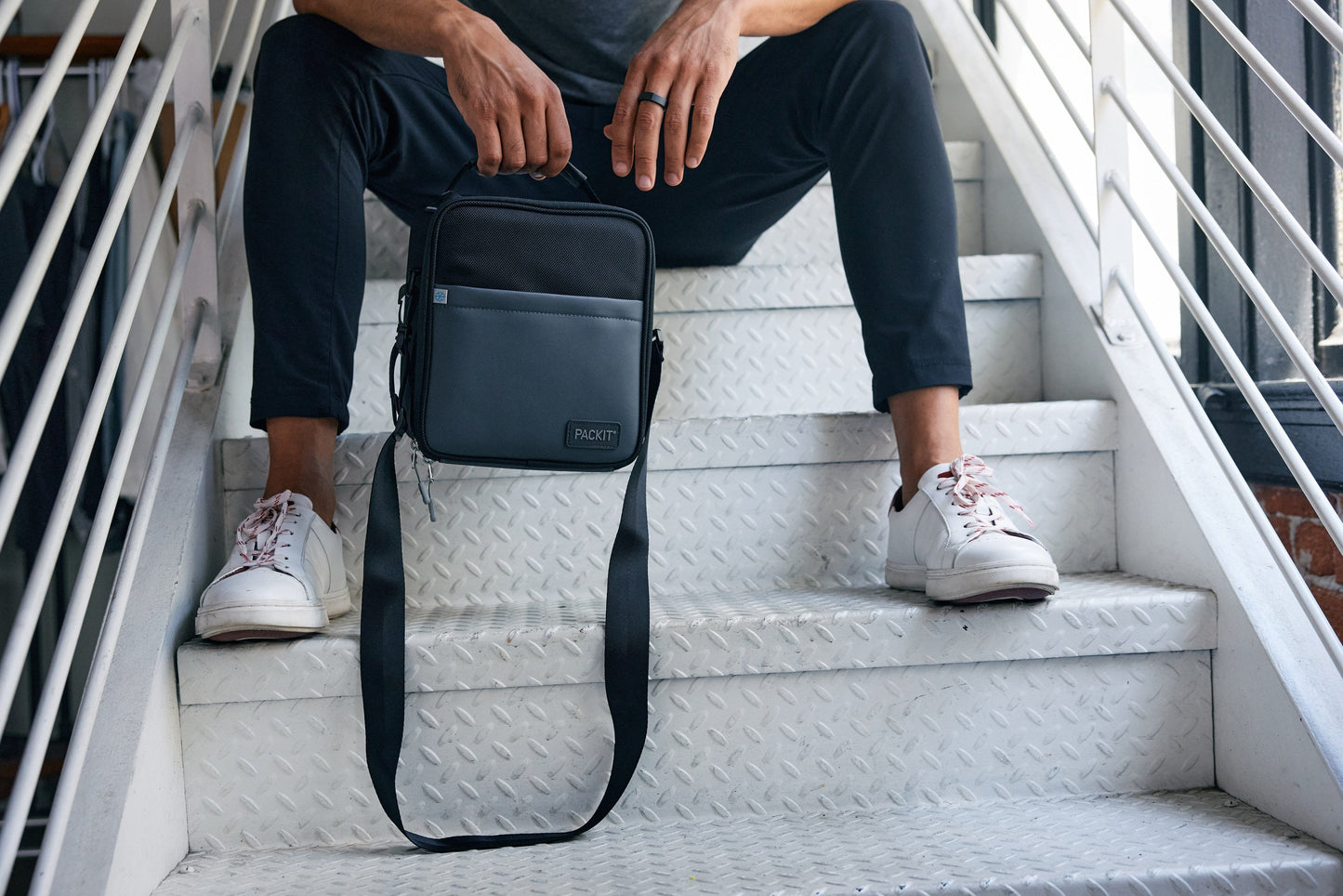 freezable-upright-lunch-box-y2 freezable-upright-lunch-box-black-gray-lifestyle-model-bag-only.jpg